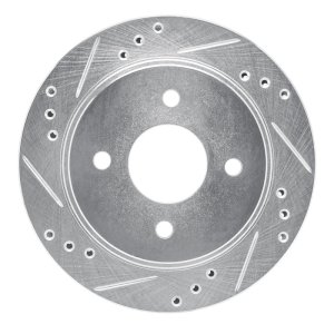 Ford Contour Brake Rotor (1) - Rear Left - R1 Concepts - Drilled & Slotted - Silver - `95-`04